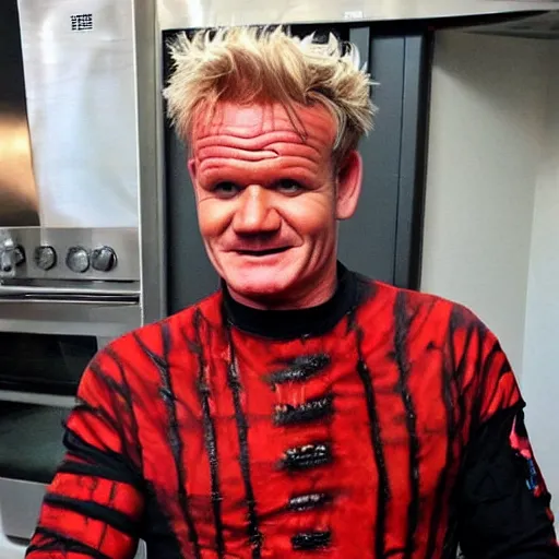 Prompt: Gordon Ramsey dressed as Freddy Krueger