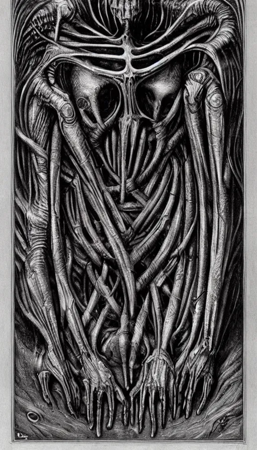 Prompt: The end of an organism, by HR Giger