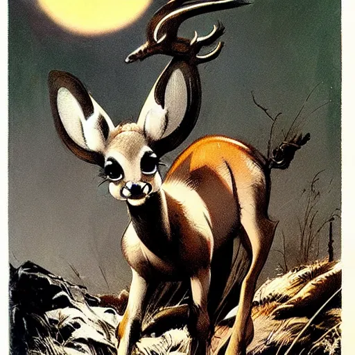 Prompt: bambi by frank frazetta