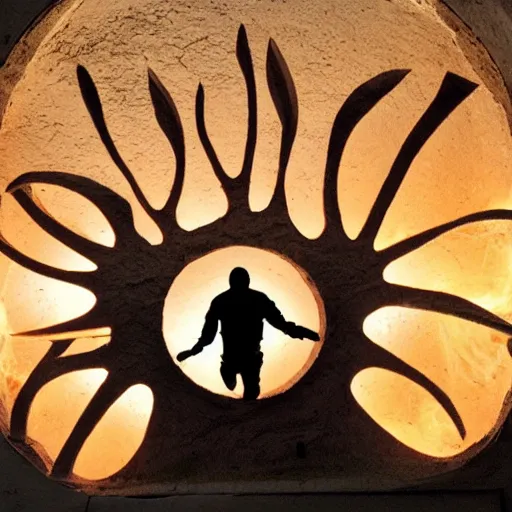 Image similar to human silhouette carved into an explosion