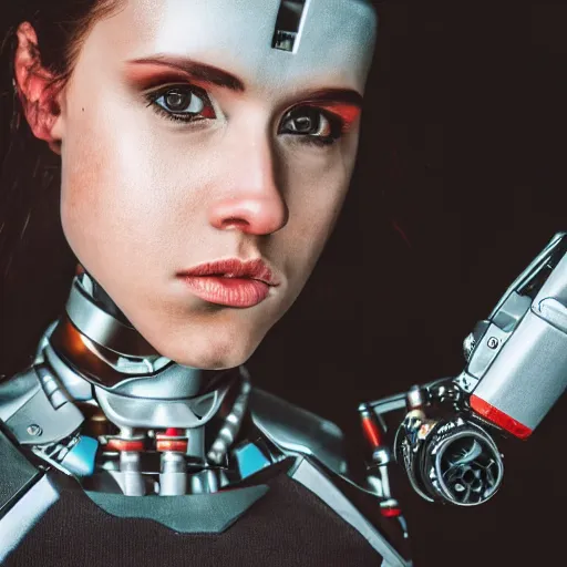 Image similar to photography of young female cyborg