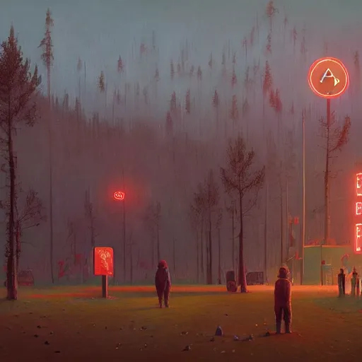 Image similar to hell, digital oil painting by simon stalenhag