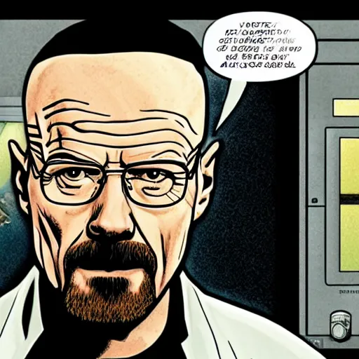 Image similar to Walter White, season 1, episode 1, in a Vertigo comic panel, detailed,