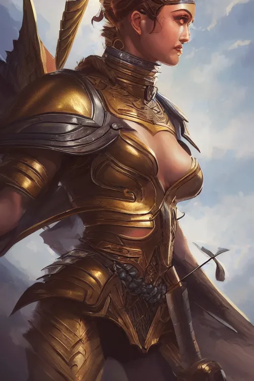 Image similar to amazon valkyrie athena, d & d, fantasy, portrait, highly detailed, headshot, digital painting, trending on artstation, concept art, sharp focus, illustration, art by artgerm and greg rutkowski and magali villeneuve