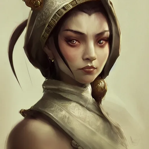 Image similar to Trying new style. I wanted to design fun character based on historical figure. Modun Shanyu by Bastien Lecouffe-Deharme, trending on artstation