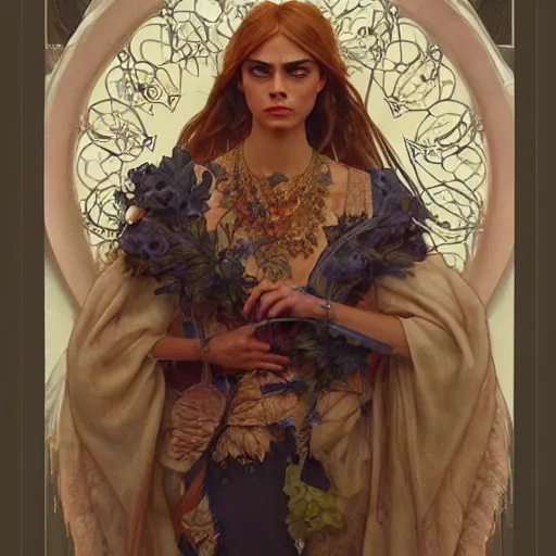 Prompt: amazing lifelike award winning pencil illustration of cara delevingne trending on art station artgerm Greg rutkowski alphonse mucha cinematic