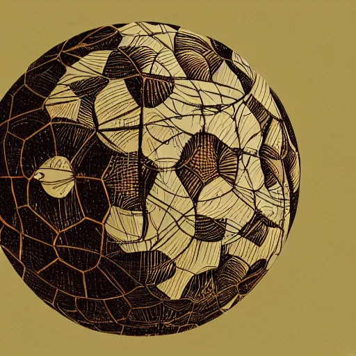 Image similar to illustration of football ball, by, da vinci and victo ngai