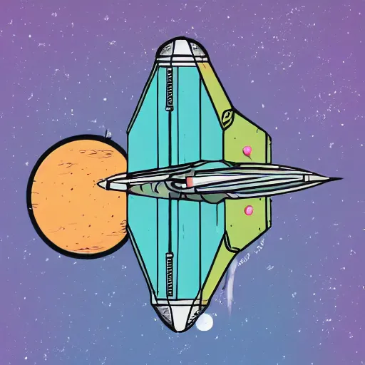 Image similar to Artistic illustration of a 1970s nasapunk spacecraft