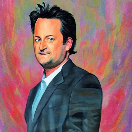 Prompt: a painting of Matthew Perry