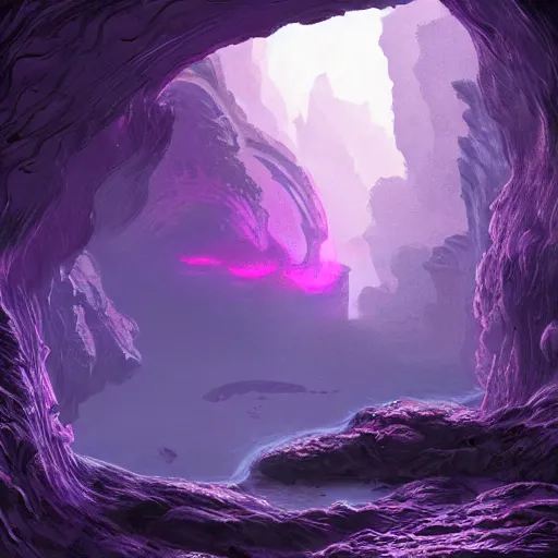 Image similar to a scary glowing purple portal to another world in darwin's arch, ocean and rock landscape, d & d, fantasy, intricate, elegant, highly detailed, digital painting, artstation, concept art, matte, sharp focus, illustration, art by hayao miyazaki and hideo kojima