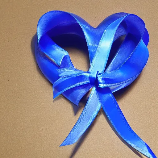 Image similar to heart shaped candle with blue ribbon, photorealistic, ultradetailed