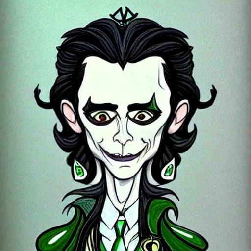 Image similar to loki drawn by tim burton