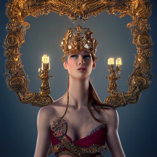 Image similar to wonderful princess of chains with fair skin, ornate 8 k gorgeous intricate detailed, accent lighting, dramatic light, octane render, framed