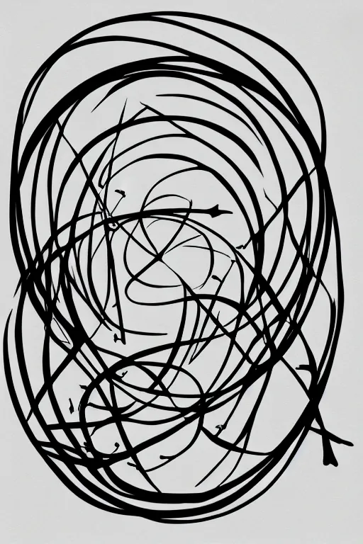 Image similar to a simple tattoo design of minimalist birds flying into in semi circle lines and simple basic shapes, black ink, abstract logo, line art