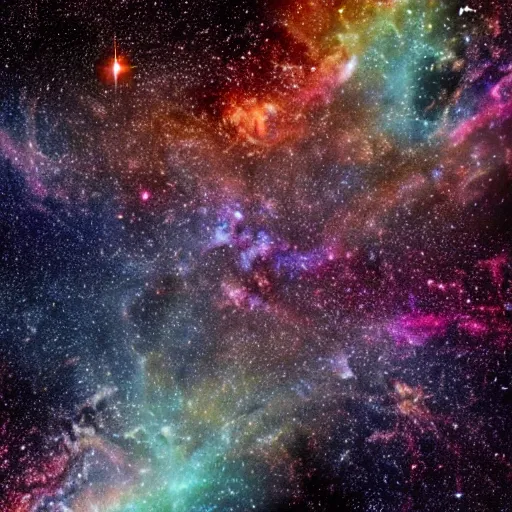 Image similar to A very high resolution satellite picture of outer space, with lots of stars, planets, galaxies, and nebulas, very colorful, very realistic.