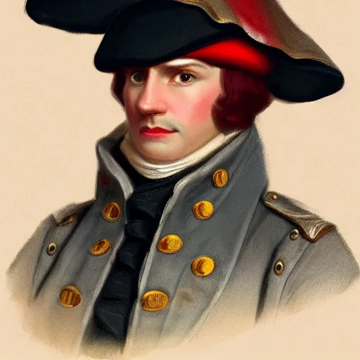 Image similar to A male 18th century British Redcoat Soldier wearing a tricorne hat, artstation, very detailed, award winning trending, historical, masterpiece, realism