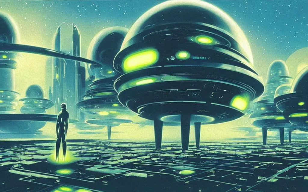 Image similar to a techno - spiritual utopian alien, perfect future, award winning digital art by chris foss