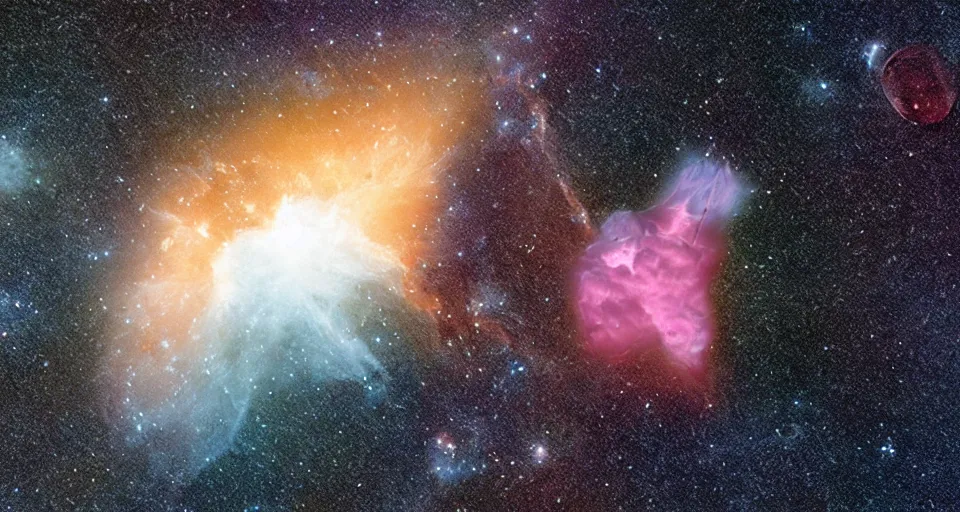 Prompt: a photo taken by James Webb Telescope of a nebula in the shape of a cat