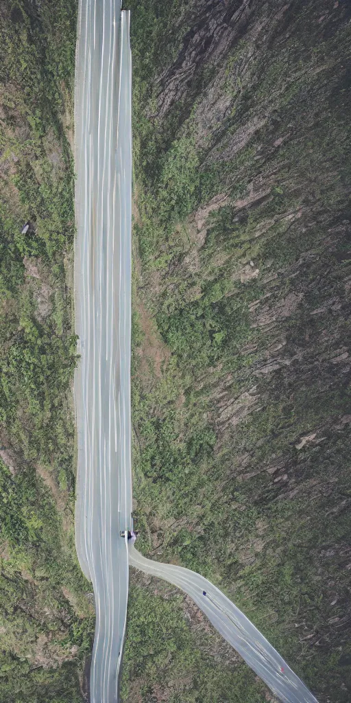 Prompt: detailed dji mavic flying over a mountain road, photo, kodak portra 4 0 0, direct flash, cinematic lighting, anti aliasing