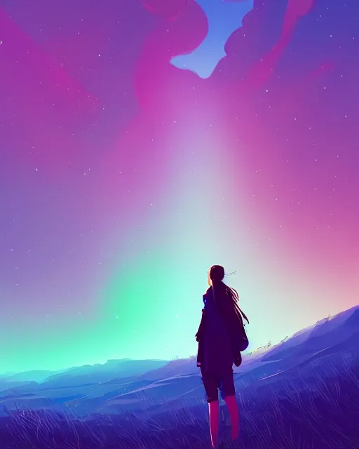 Prompt: moment of peace, aurora background, alena aenami and android jones, wlop and rhads, artstation