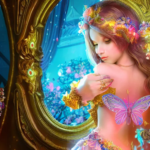 Image similar to portrait of fairy princess, beautiful, attractive, glowing, ornate and intricate, jaw dropping, dynamic lighting, colorful, fairy tale, intricate and detailed, 4 k octane render