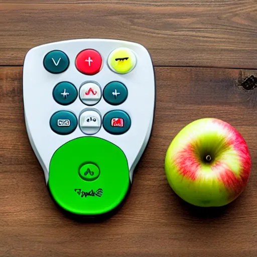 Image similar to tv remote in the shape of apple fruit