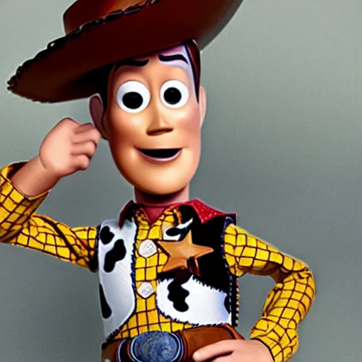 Prompt: woody from toy story creepy