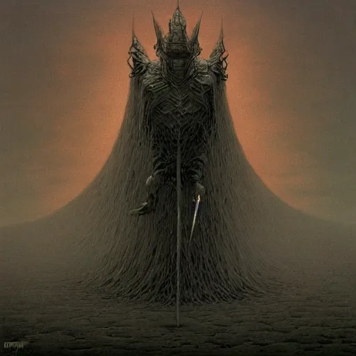 Prompt: instagram as a dark souls boss by zdzisław beksiński