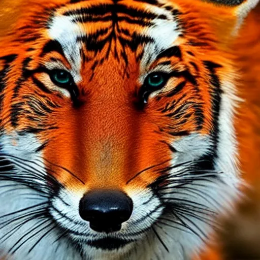 Image similar to half fox half tiger