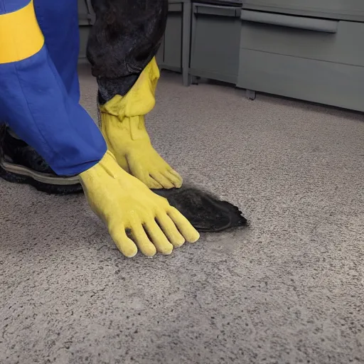 Image similar to hazmat team removes crusty stained stiff sock using tongs taking photos, photorealistic, unreal engine