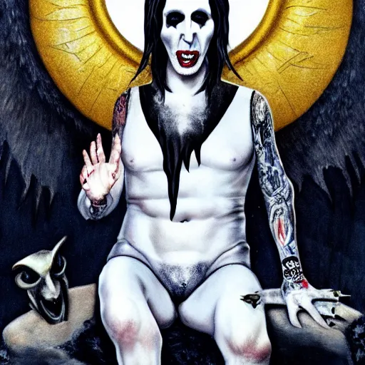 Image similar to marilyn manson as baphomet