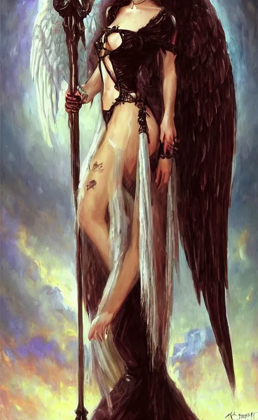 Prompt: Angel knight gothic girl. by Konstantin Razumov, horror scene, highly detailded