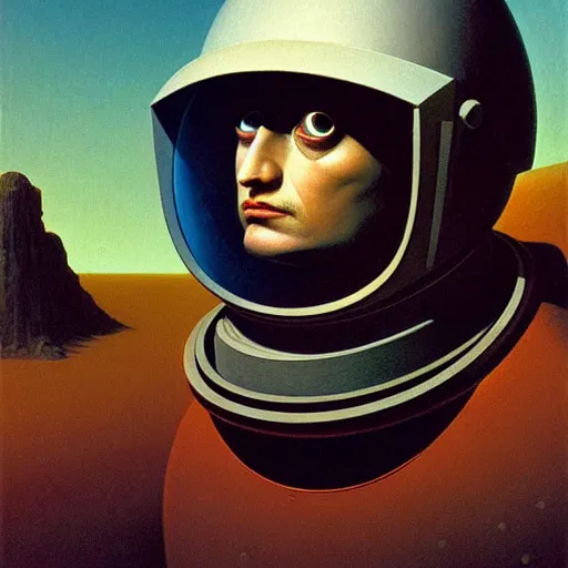 Image similar to Portrait of Napoleon wearing an astronaut helmet, Edward Hopper and James Gilleard, Zdzislaw Beksinski, Mark Ryden, Wolfgang Lettl highly detailed, hints of Yayoi Kasuma