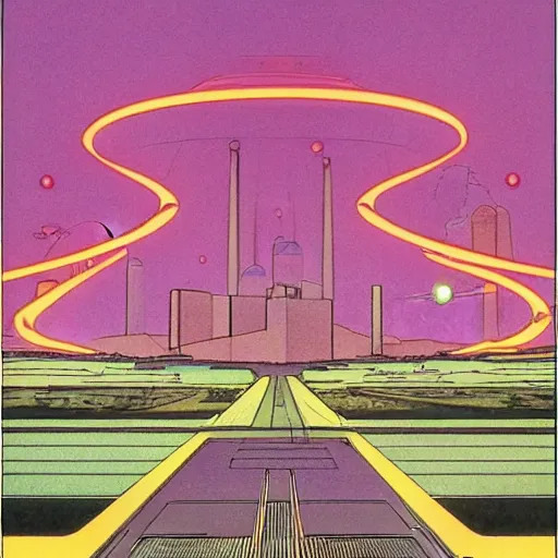 Image similar to The grand internet junctions as imagines by Jodorowski and drawn by moebius