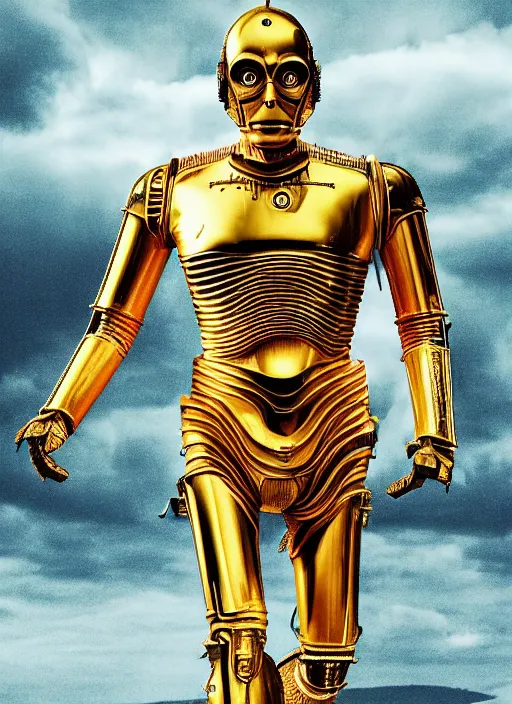 Prompt: dwayne johnson as c 3 po styled by nick knight posing in an expensive mansion setting, vogue magazine, highly realistic. high resolution. highly detailed. dramatic. 8 k. 4 k.