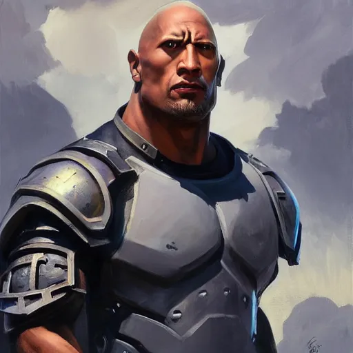 Image similar to greg manchess portrait painting of armored the foundation aka dwayne the rock johnson from fortnite as overwatch character, medium shot, asymmetrical, profile picture, organic painting, sunny day, matte painting, bold shapes, hard edges, street art, trending on artstation, by huang guangjian, gil elvgren, ruan jia, greg rutkowski, gaston bussiere