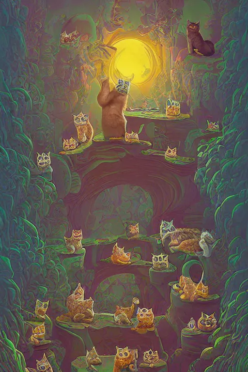 Prompt: dream of a thousand cats by greg rotkowski and andres rocha