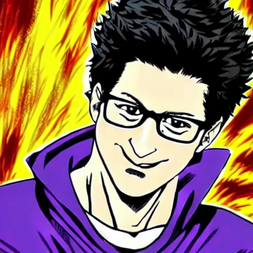 Image similar to Andy Samberg in the style of Yoshihiro Togashi from Hunter x Hunter, manga, high detail