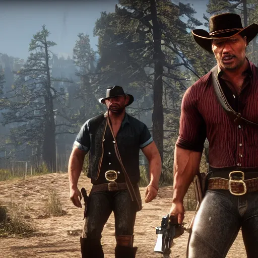 Image similar to dwayne johnson in red dead redemption 2