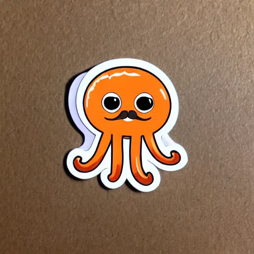 Image similar to sticker of a cute orange squid with a moustache