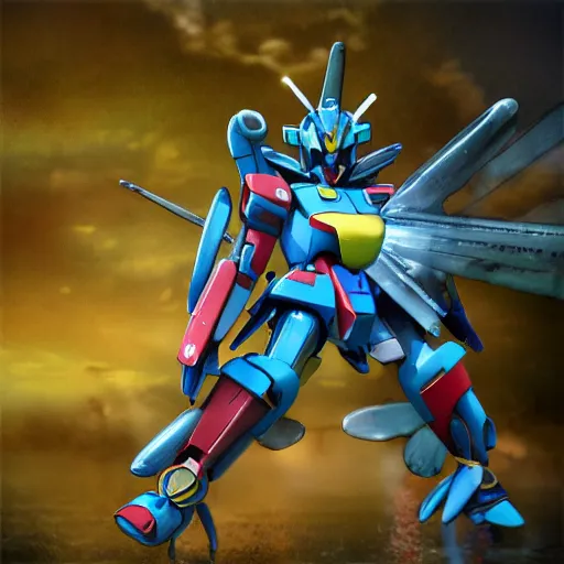 Prompt: realistic waterlilys shaped Gundam with sci-fi weapons and floral inlay, realistic, 8k resolution, digital art