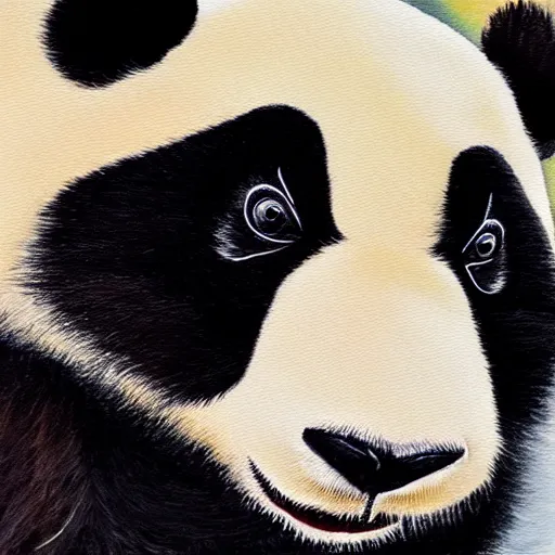 Image similar to a painting texture of panda fur