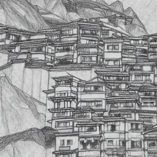 Prompt: jiufen taiwn detailed pencil drawing