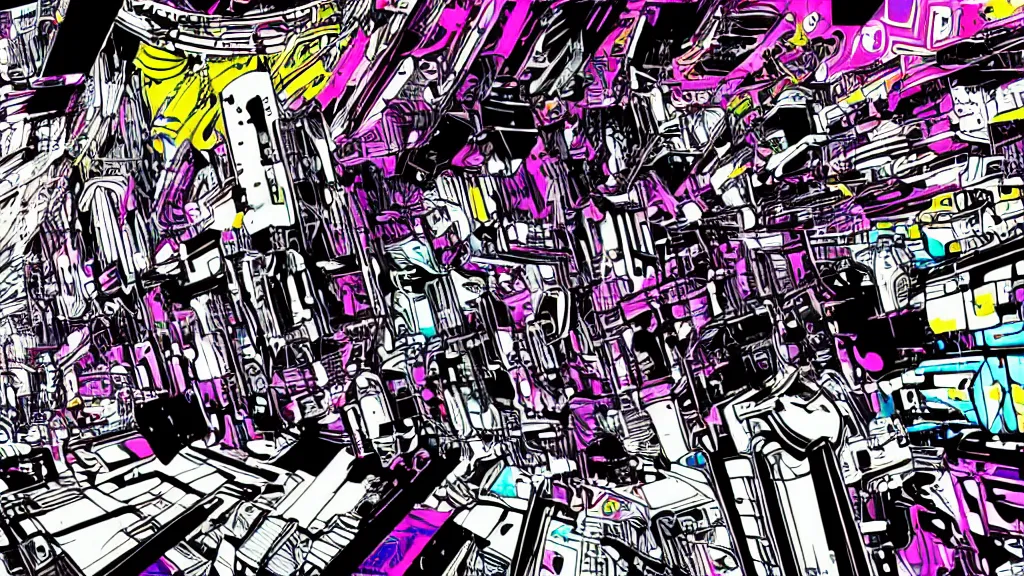 Prompt: cyber - dog futuristic japanese cyberpunk by roy lichtenstein, by andy warhol, ben - day dots, pop art, bladerunner, pixiv contest winner, cyberpunk style, cyberpunk color scheme, mechanical, high resolution, hd, intricate detail, fine detail, 4 k