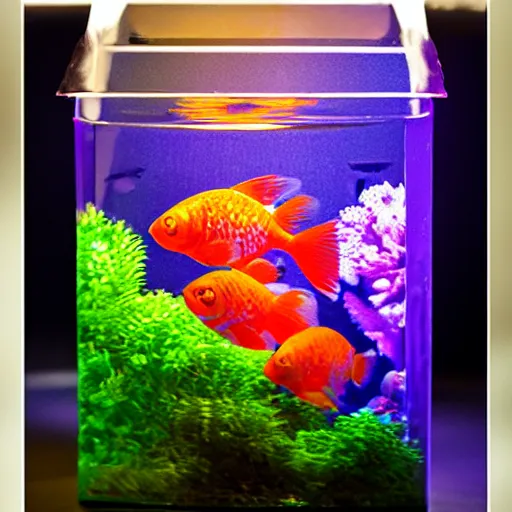 Prompt: a lavalamp with goldfishes inside of it, award winning photograph, detailed, colorful,