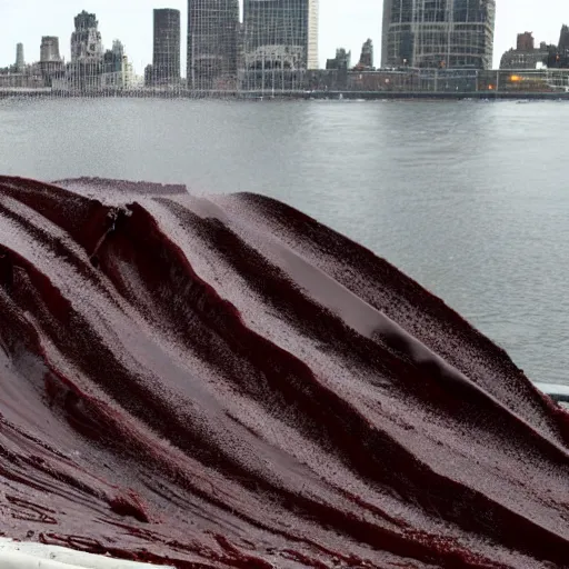 Image similar to tsunami of liquid chocolate on new york