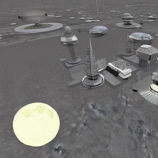 Prompt: retrofuturistic moon base