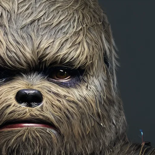 Image similar to hyperrealistic mixed media image of matt damon disguised as an ( ( ewok ) ), stunning 3 d render inspired art by istvan sandorfi and greg rutkowski, perfect facial symmetry, realistic, highly detailed attributes and atmosphere, dim volumetric cinematic lighting, 8 k octane extremely hyper - detailed render, post - processing, masterpiece,