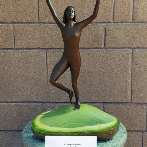 Image similar to a bronze statue of an avocado