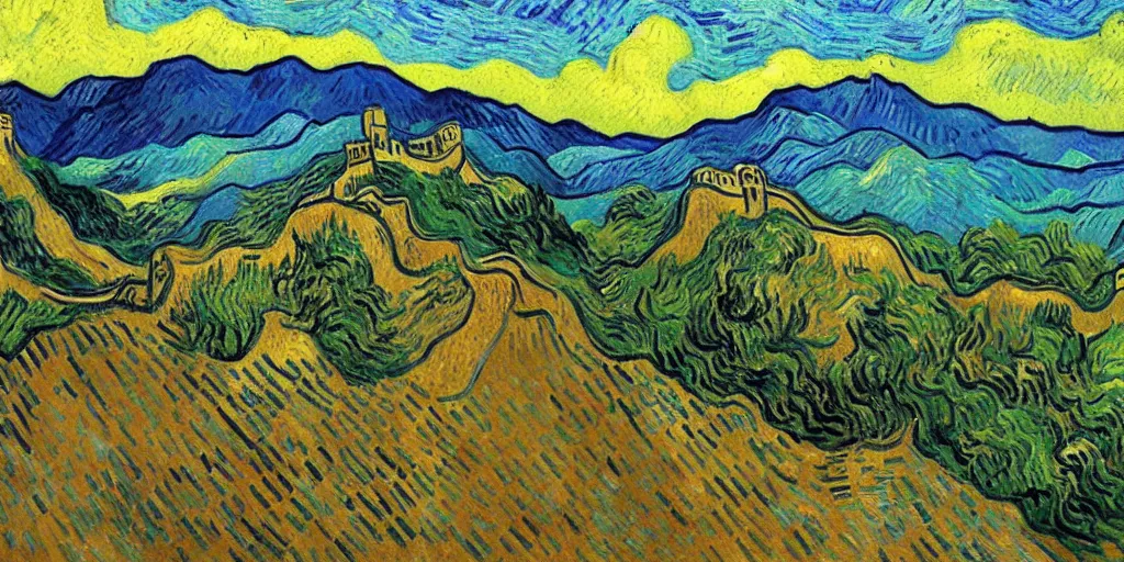 Image similar to the Great Wall, by Vincent Van Gogh